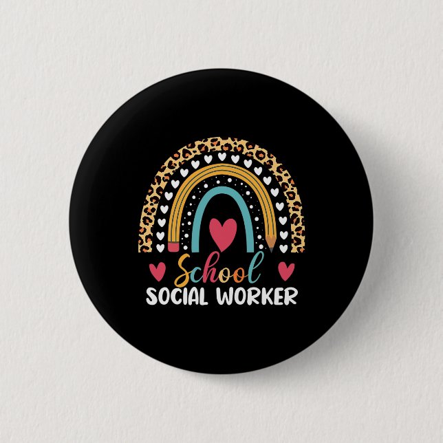 Boho Rainbow School School Social Worker  6 Cm Round Badge (Front)