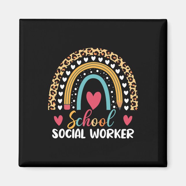 Boho Rainbow School School Social Worker  Magnet (Front)
