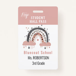 Boho rainbow School teacher or student pass ID Badge