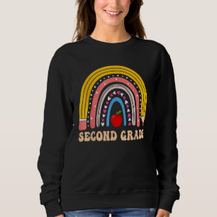 Boho Rainbow Second Grade Student Teacher Back To  Sweatshirt