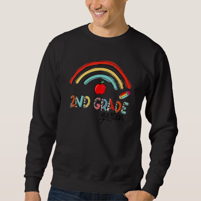 Boho Rainbow  Second Grade Teacher Squad Back To S Sweatshirt (Front)