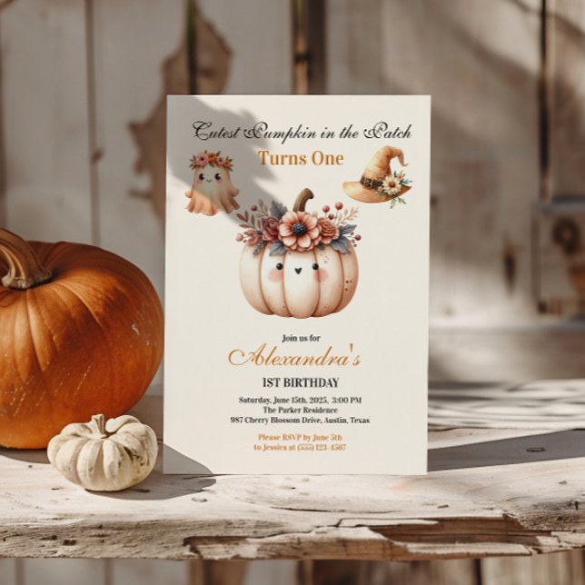 Boho Rainbow Spooky First Birthday Invitation (Creator Uploaded)