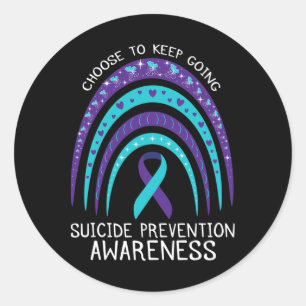 Boho Rainbow Suicide Awareness Mental Health  Classic Round Sticker