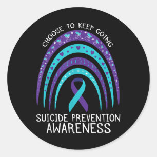 Boho Rainbow Suicide Awareness Mental Health Classic Round Sticker