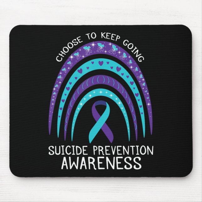 Boho Rainbow Suicide Awareness Mental Health  Mouse Pad (Front)
