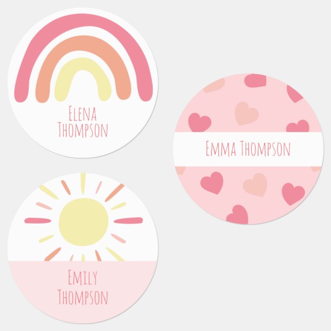 Boho Rainbow Sun School Daycare Labels (Group)