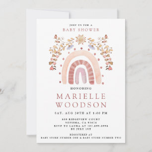 Boho Rainbow Sunshine Baby Shower   Invitation