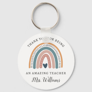 Boho Rainbow Teacher Appreciation Name Keychain