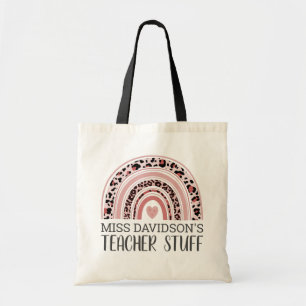Boho Rainbow Teacher Appreciation Name Tote Bag