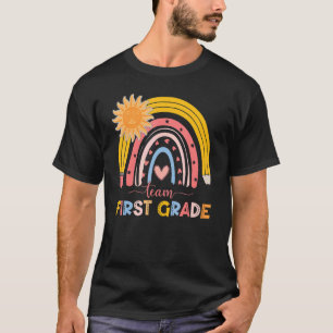 Boho Rainbow Teacher Team First Grade First Day Of T-Shirt