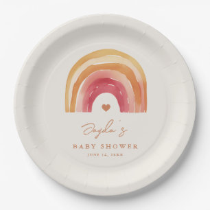 Boho Rainbow Terracotta Baby Shower Paper Plate