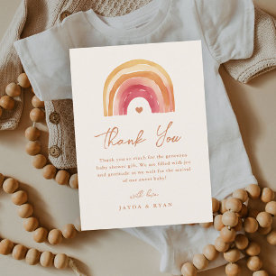 Boho Rainbow Terracotta Baby Shower Thank You Card