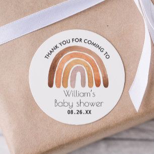 Boho Rainbow Thank You Baby Shower  Classic Round Sticker