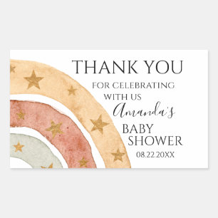 Boho Rainbow Thank You Baby Shower   Rectangular Sticker