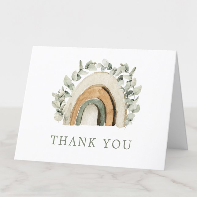 Boho Rainbow Thank You Card (Boho Watercolor Rainbow Thank You Card by Painted Paperie
)