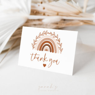 Boho Rainbow Thank You, Earthy Terracotta Tones Thank You Card