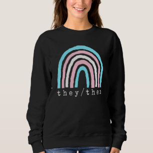 Boho Rainbow Trans Pronouns They Them Pride Lbgtqi Sweatshirt