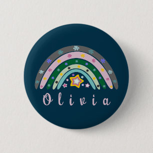 Boho Rainbow Trendy with Personalised Name 6 Cm Round Badge