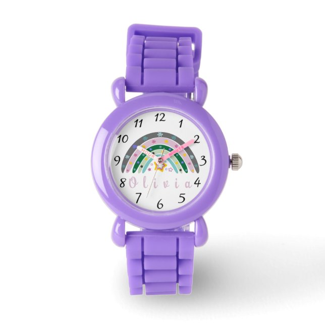 Boho Rainbow Trendy with Personalised Name  Watch (Front)