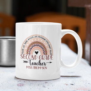 Boho Rainbow Tumbler for 2nd Grade Teacher Coffee Mug