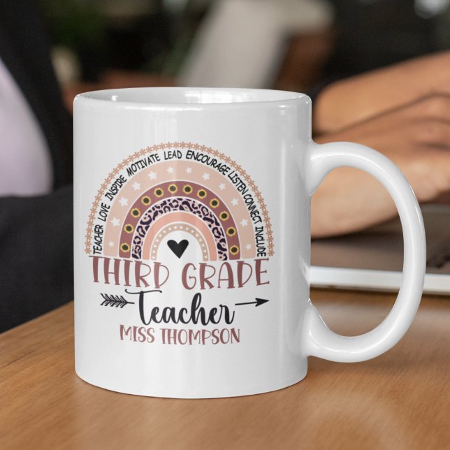  Boho Rainbow Tumbler for 3rd Grade Teacher Coffee Mug (Creator Uploaded)