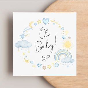 Boho Rainbow Watercolor Baby Boy Shower Invitation