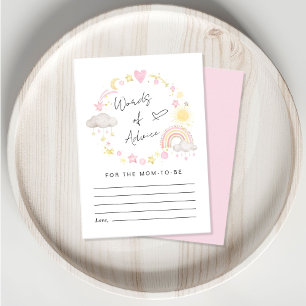 Boho Rainbow Watercolor Baby Girl Shower Enclosure Card