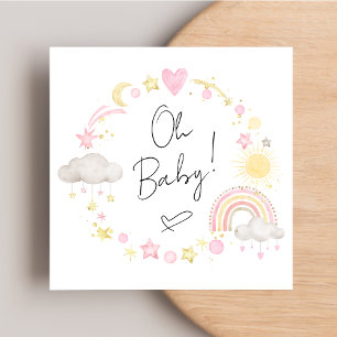 Boho Rainbow Watercolor Baby Girl Shower Invitation