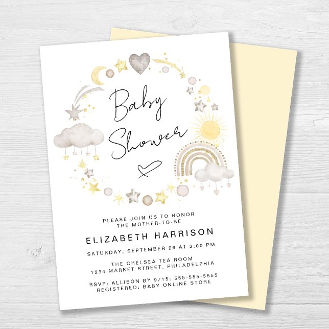 Boho Rainbow Watercolor Baby Shower Invitation (Creator Uploaded)