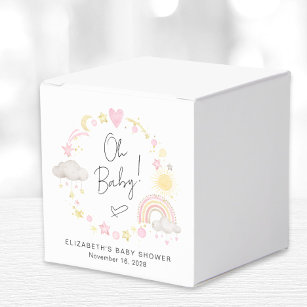 Boho Rainbow Watercolor Girl Baby Shower Favour Box