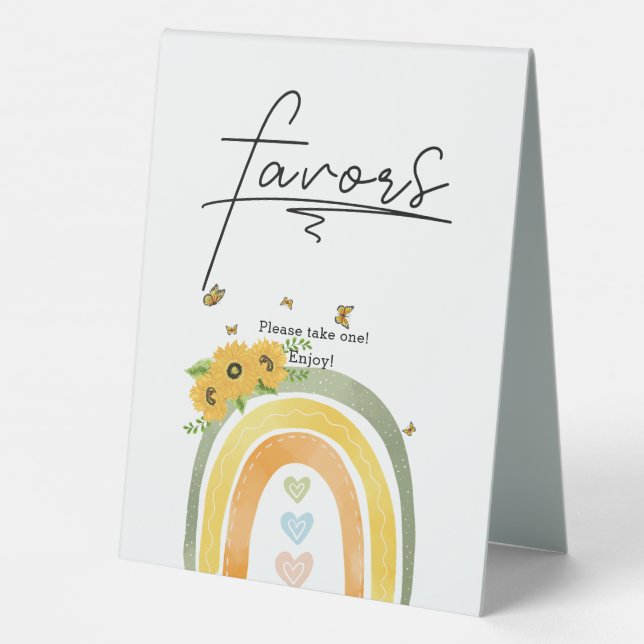 Boho Rainbow With Sunflowers Baby Shower (Back)