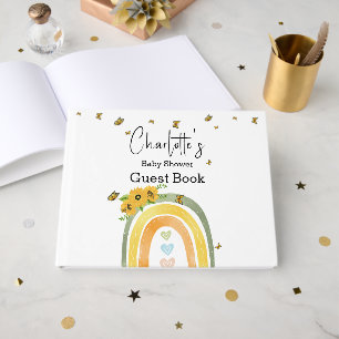 Boho Rainbow With Sunflowers Baby Shower Guest Book
