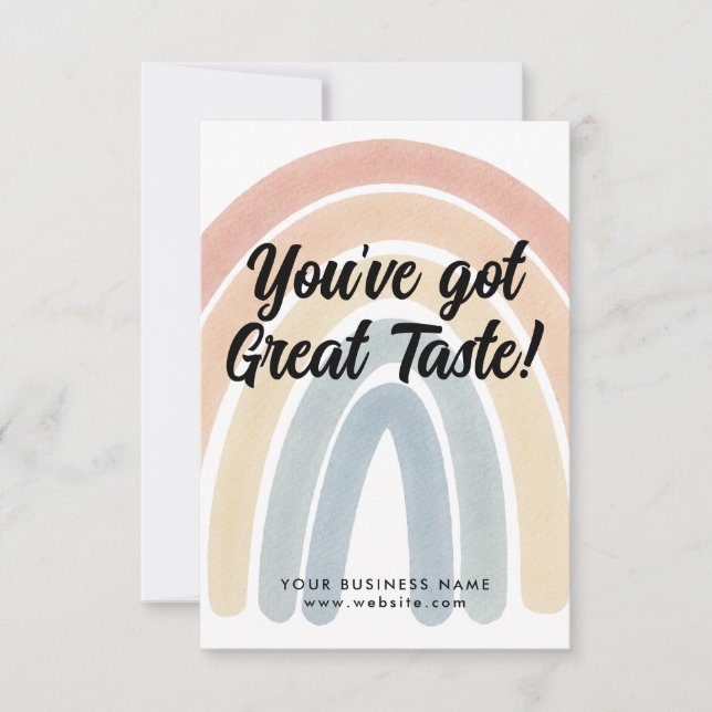 Boho Rainbow You've Got Great Taste Business Thank You Card (Front)