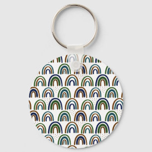 Boho Rainbows Blue Green and Brown  Key Ring