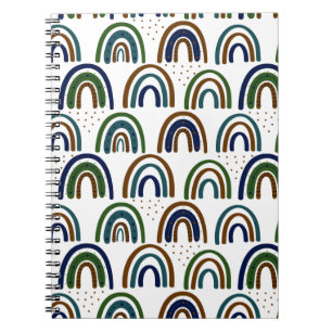 Boho Rainbows Blue Green and Brown Notebook