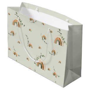 Boho rainbows eucalyptus nursery baby shower large gift bag