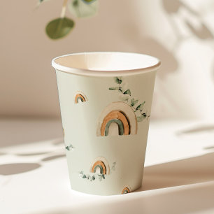 Boho rainbows eucalyptus nursery baby shower paper cups