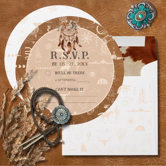 Boho Ranch Wild West Desert Tan Response RSVP Card (Creator Uploaded)