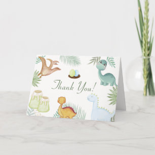 Boho Rawr Volcano Tropical Dinosaur Baby Shower  Thank You Card