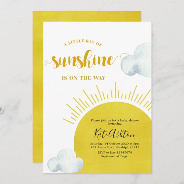 Boho Ray of Sunshine Baby Shower Invitation (Front/Back)