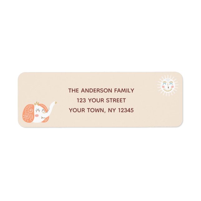Boho Ray of Sunshine Elephant Return Address Label (Front)