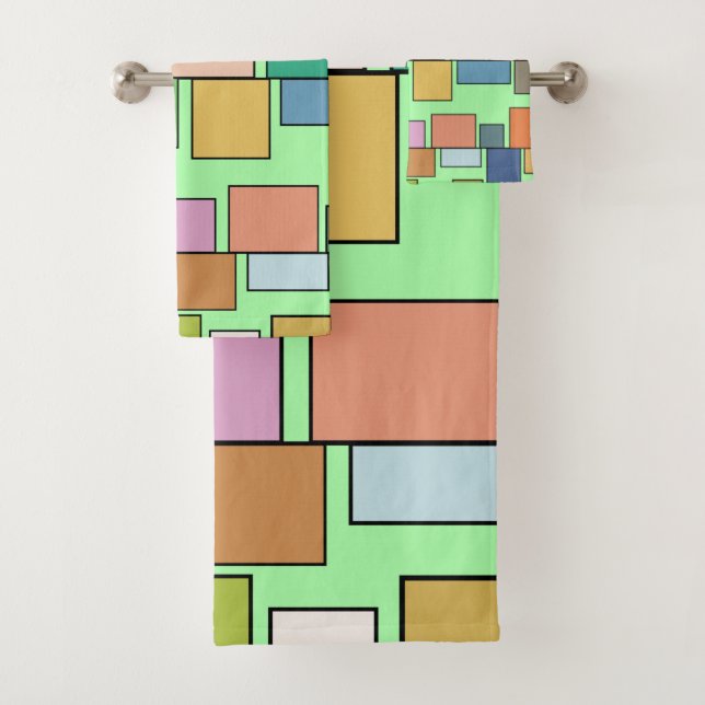 Boho Rectangles Bath Towel Set (Insitu)