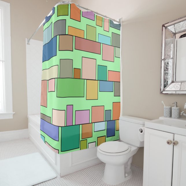 Boho Rectangles  Shower Curtain (In Situ)