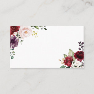 Boho Red and Purple Watercolor Flowers Place Card