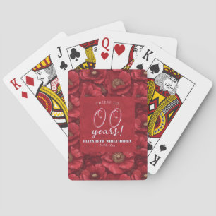 Boho Red Anemones Inspired Birthday Celebration Playing Cards