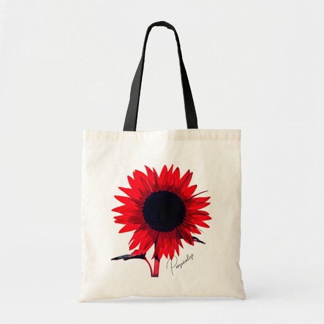 Boho Red Black Sunflower Elegant  Tote Bag (Front)