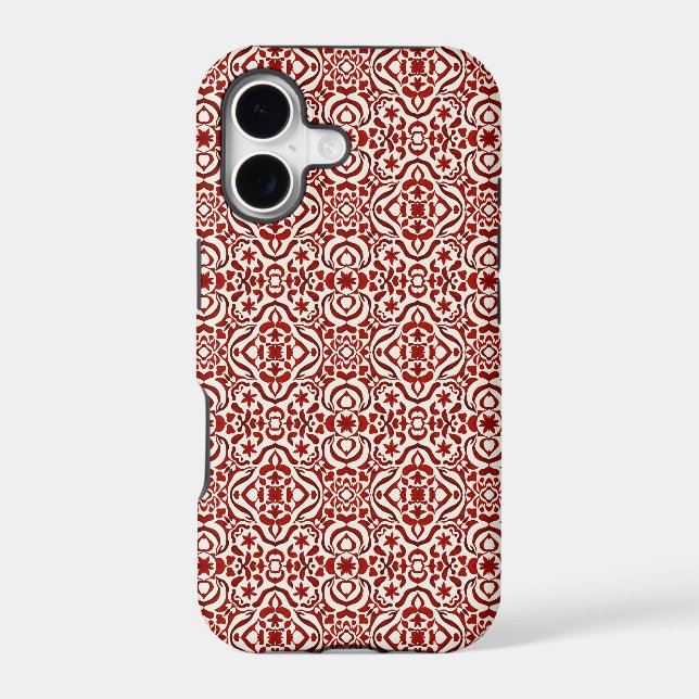 Boho Red Floral Damask Seamless Pattern Design (Back)