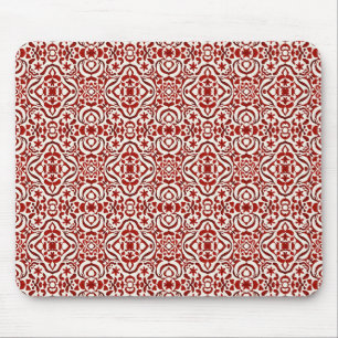 Boho Red Floral Damask Seamless Pattern Design Mouse Pad