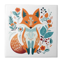 Boho Red Fox Scandinavian Folk Art