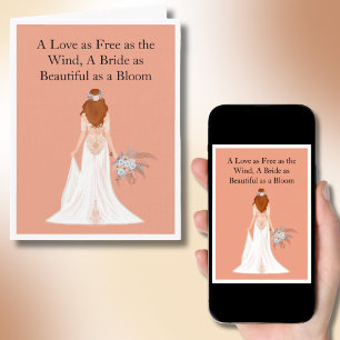 Boho Red Hair Bride Bridal Shower Congratulations  Card